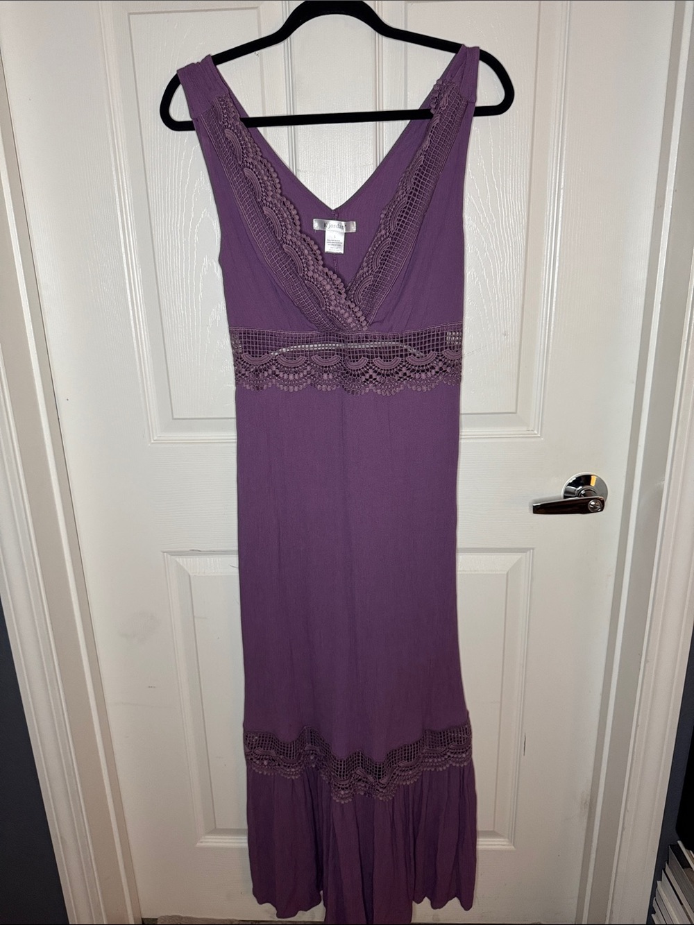 K Jordan Lavender Crochet-Trim Maxi Dress